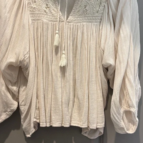 Denim & Supply Ralph Lauren Cream Peasant Blouse - Picture 3 of 6